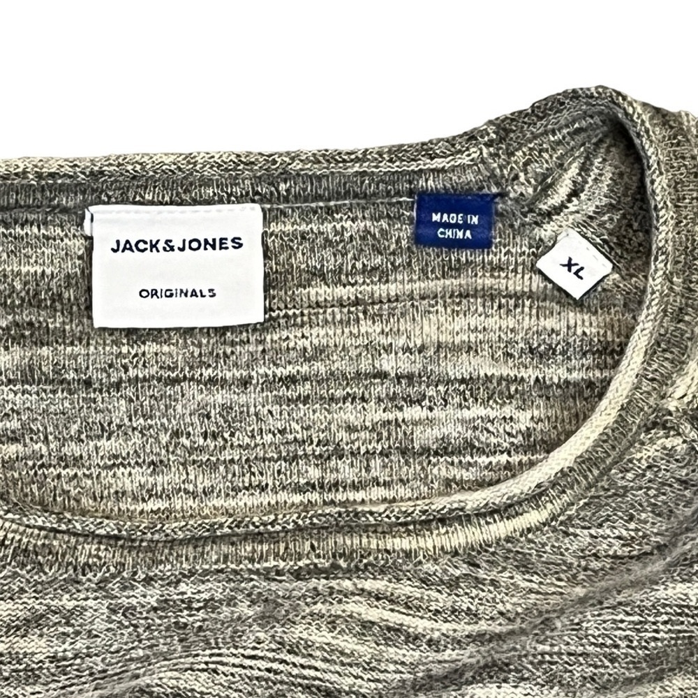 Jack & Jones Crew Roll Neck Knit Sweater Sweatshirt. Grey White Size XL #996 - Picture 5 of 8